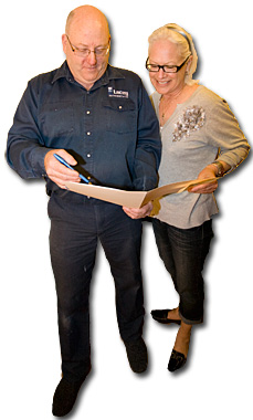 Tim Lacey and Business & Project Manager, Chantal Haas, discussing a calibration project